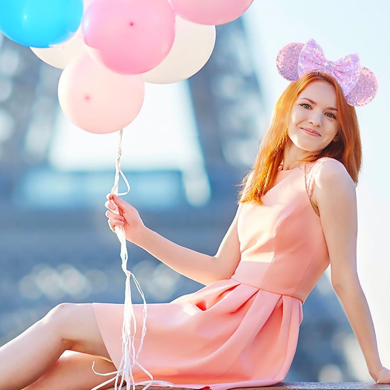 MADO Pink Mouse Ears Headband for Women, Adults and Girls - Fairy Ear Headpieces for Disney Park Visits (Light Pink) - Image 5
